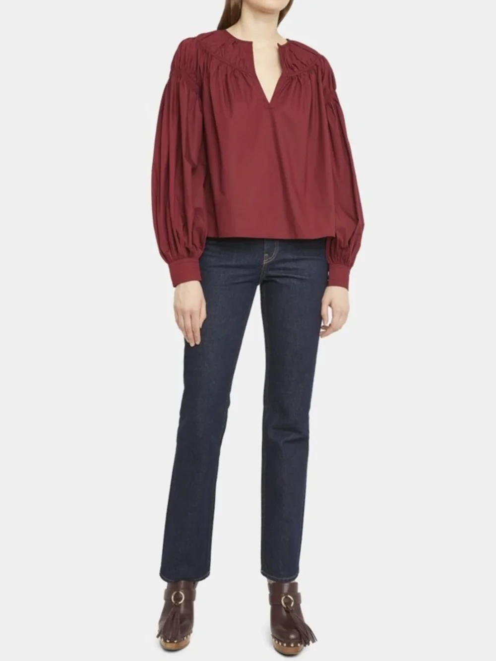 NWT Ulla Johnson Ora Blouse in Bordeaux Sz 2